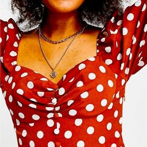 ASOS design button through midi dress in rust dot